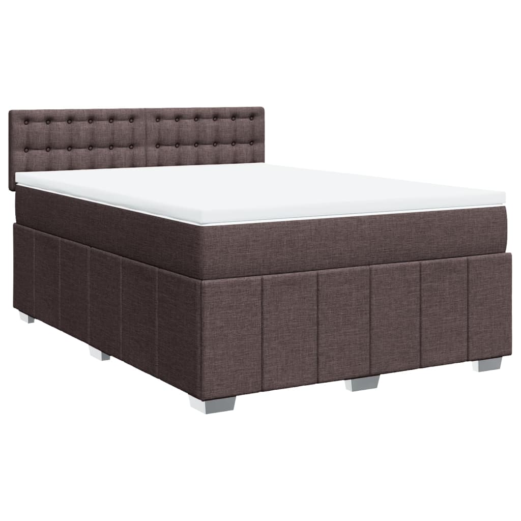 vidaXL Boxspringbett mit Matratze Dunkelbraun 140x200 cm Stoff