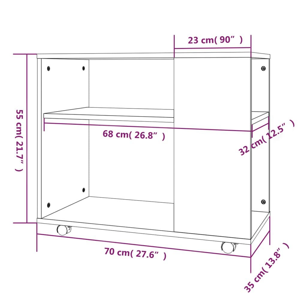 vidaXL Beistelltisch Braun Eiche 70x35x55 cm Holzwerkstoff