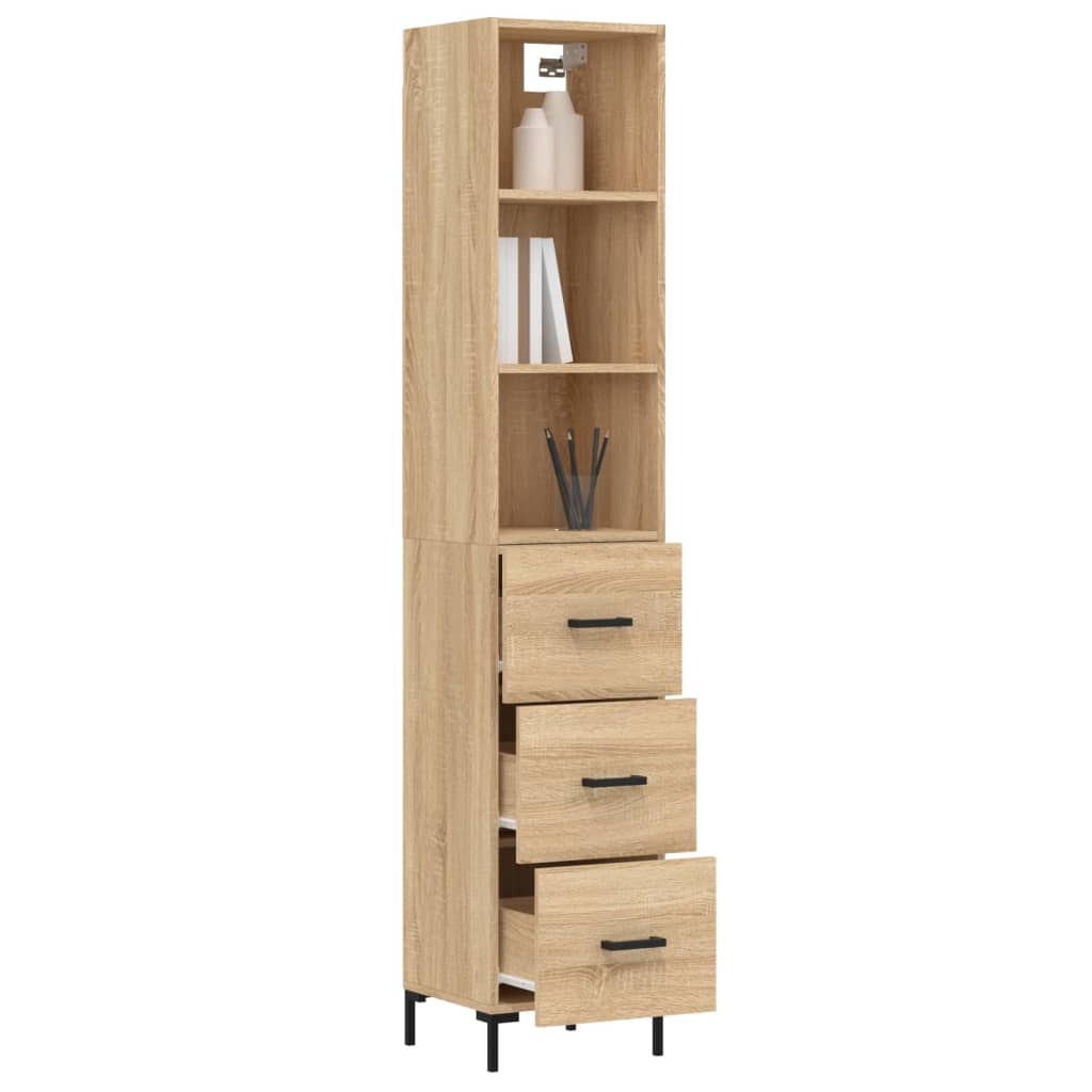 vidaXL Highboard Sonoma-Eiche 34,5x34x180 cm Holzwerkstoff