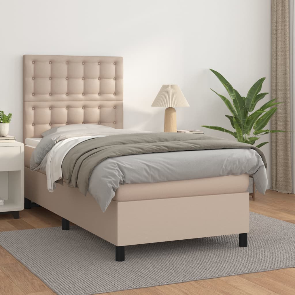 vidaXL Boxspringbett mit Matratze Cappuccino-Braun 80x200cm Kunstleder