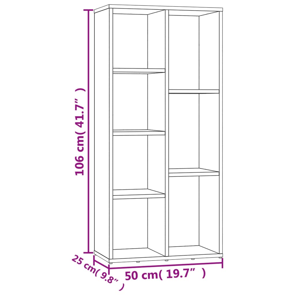 vidaXL Bücherschrank Braun Eichen-Optik 50x25x106 cm