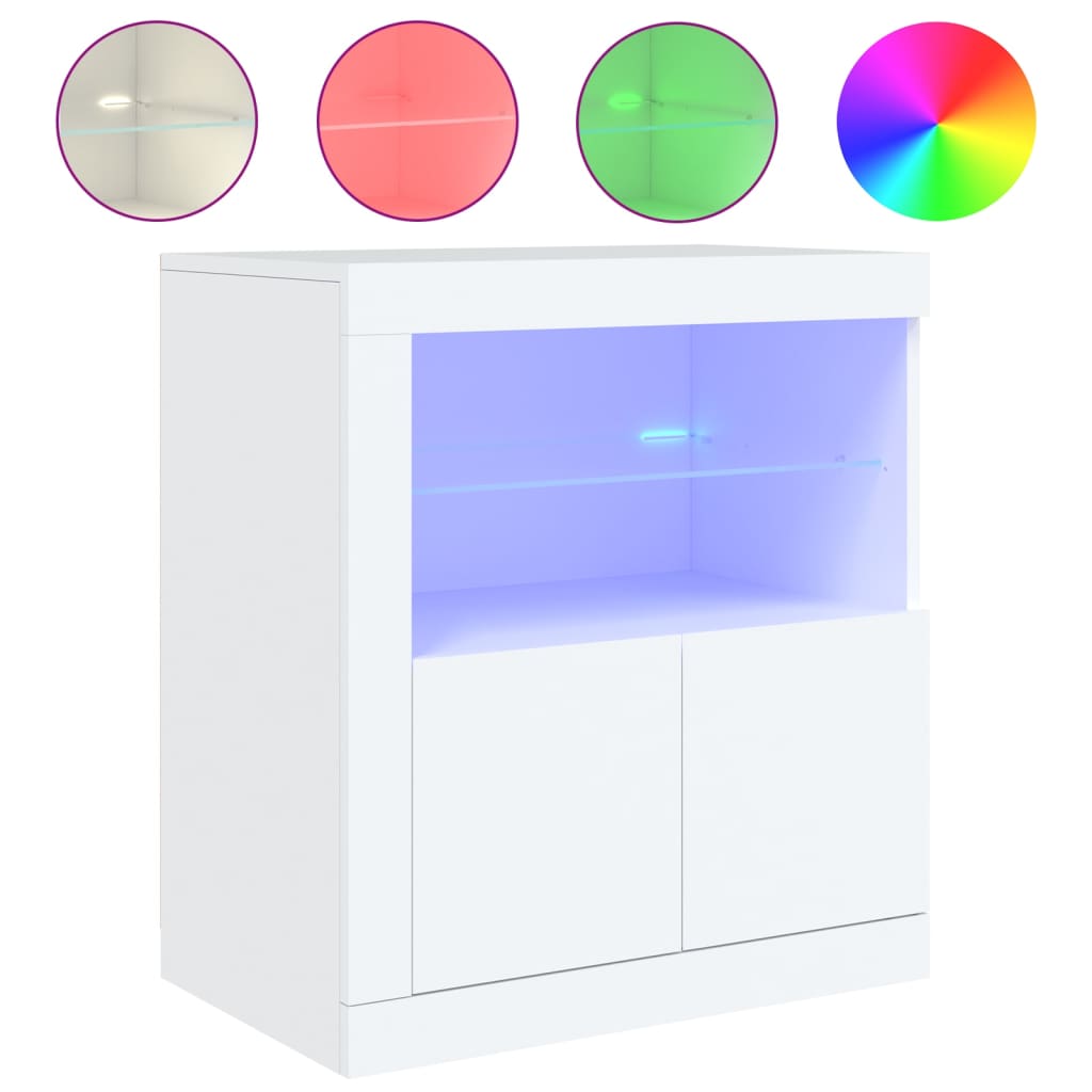 vidaXL Sideboard mit LED-Beleuchtung Weiß 60,5x37x67 cm