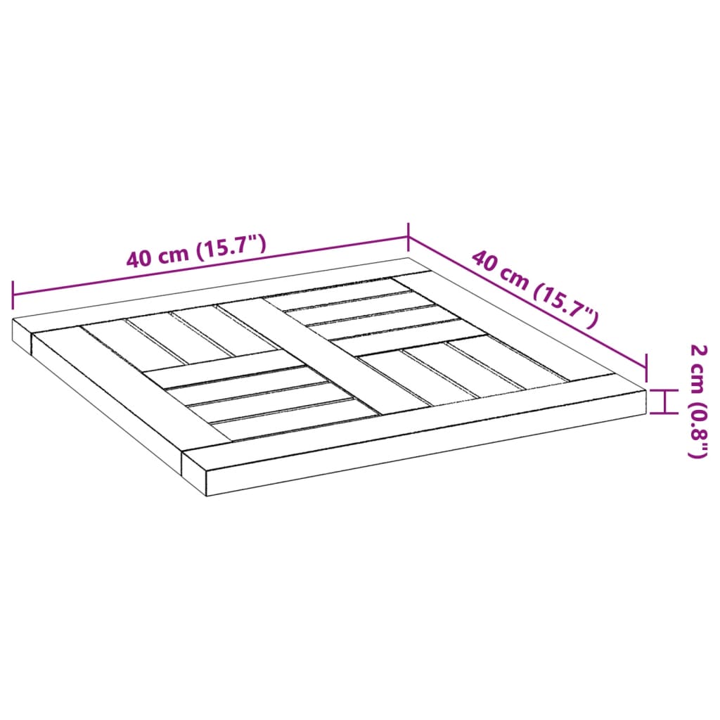 vidaXL Tischplatte 40x40x2 cm Quadratisch Massivholz Akazie