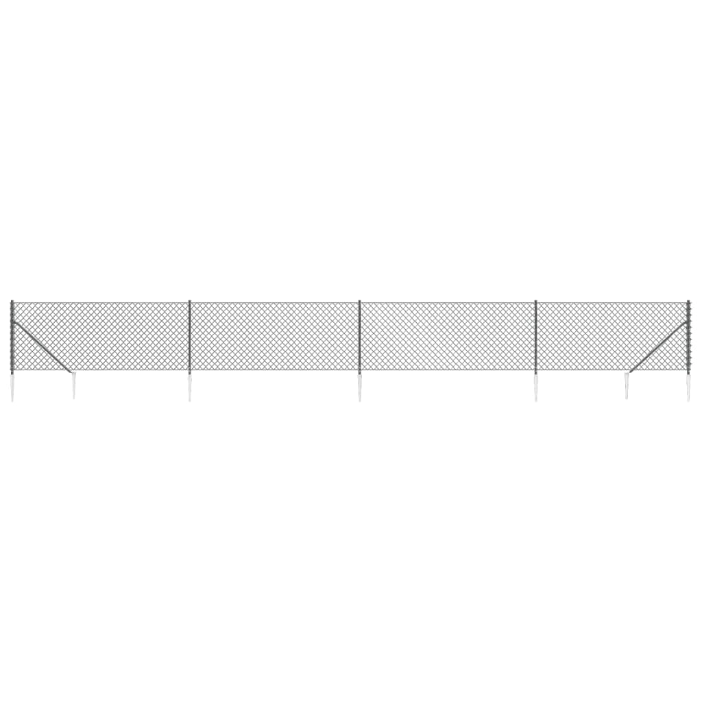 vidaXL Maschendrahtzaun mit Bodenhülsen Anthrazit 1,1x10 m