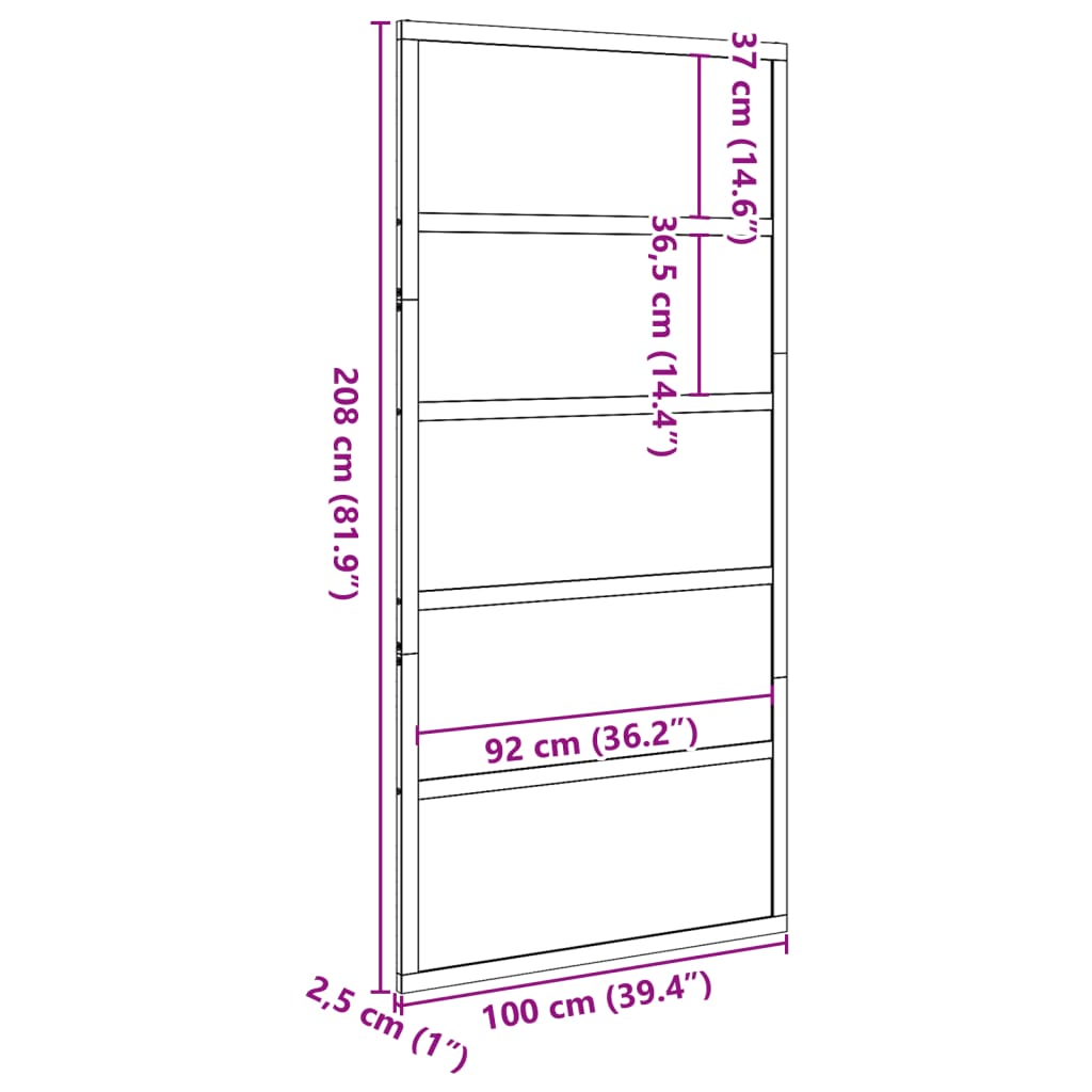 vidaXL Scheunentür 100x208 cm Massivholz Kiefer