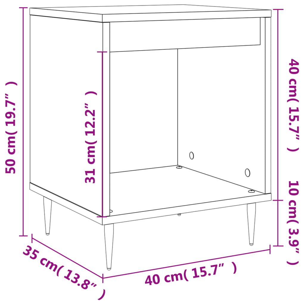 vidaXL Nachttisch Sonoma-Eiche 40x35x50 cm Holzwerkstoff