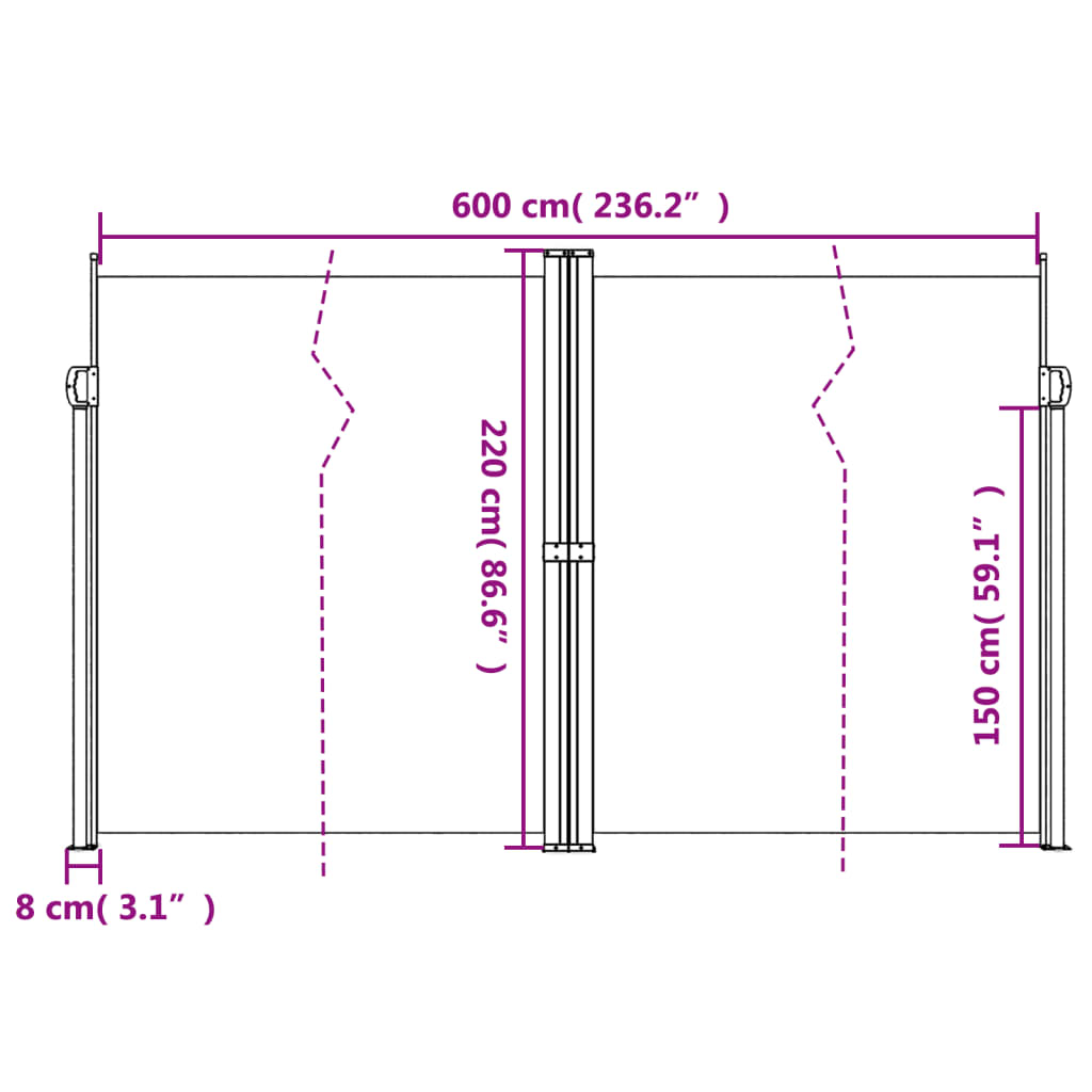 vidaXL Seitenmarkise Ausziehbar Anthrazit 220x600 cm