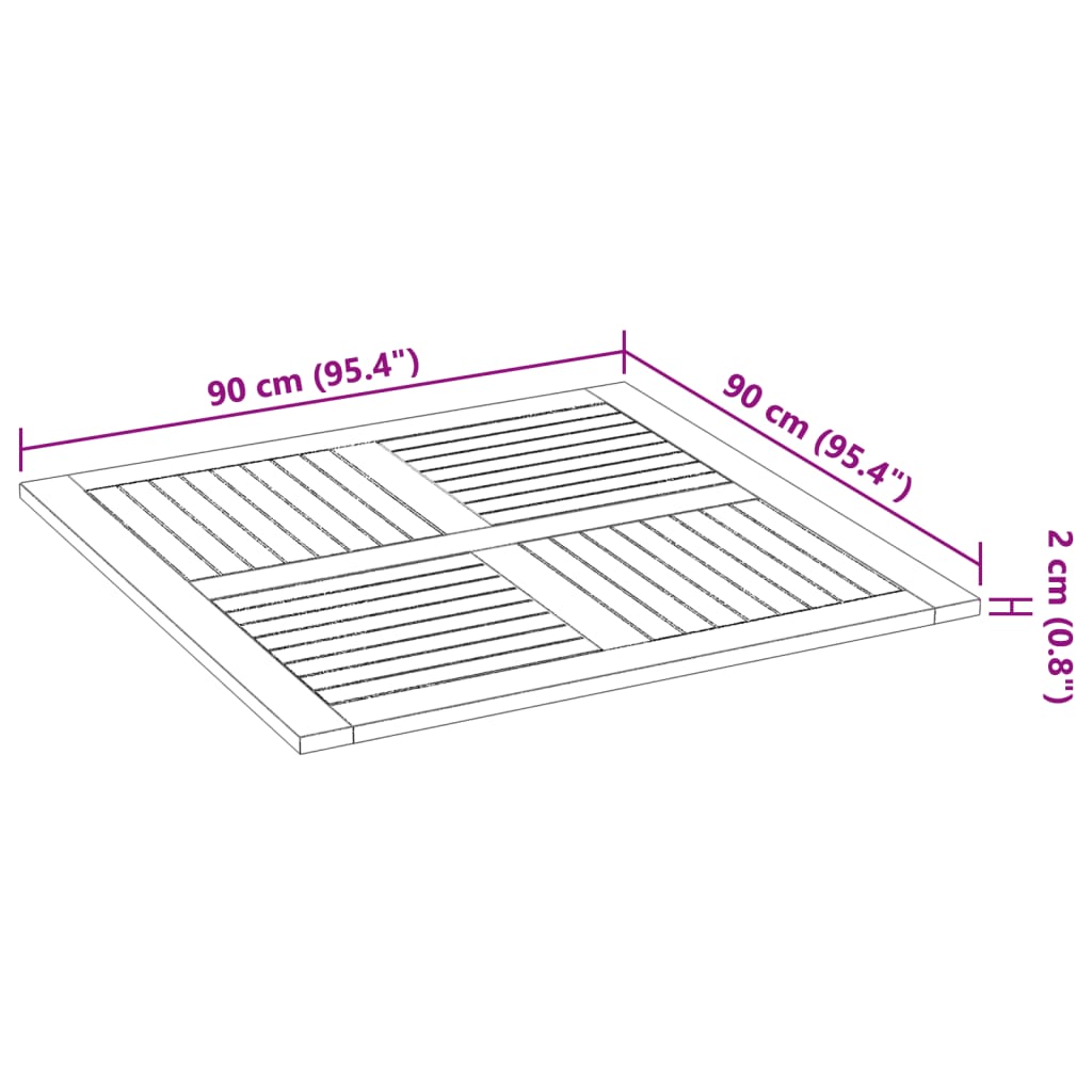 vidaXL Tischplatte 90x90x2,2 cm Quadratisch Massivholz Akazie