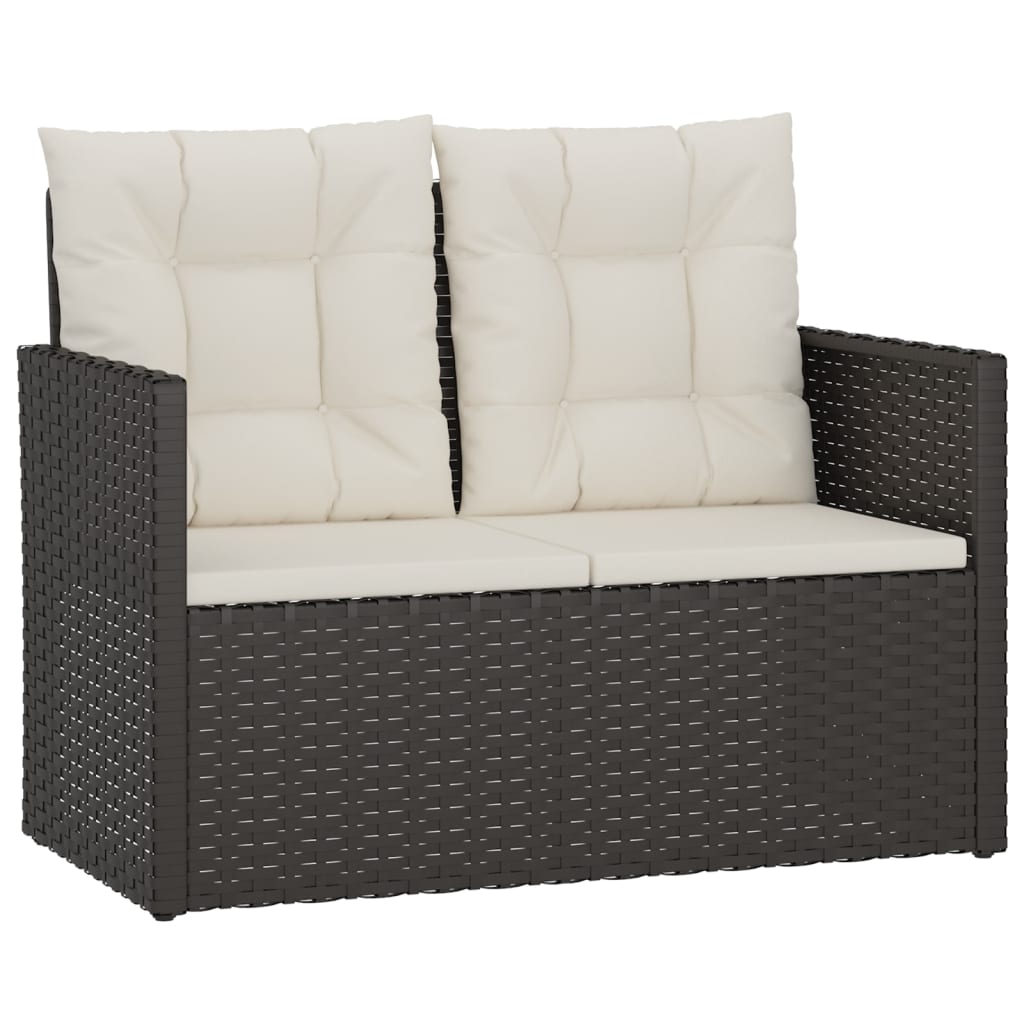 vidaXL 4-tlg. Garten-Lounge-Set mit Kissen Poly Rattan Schwarz