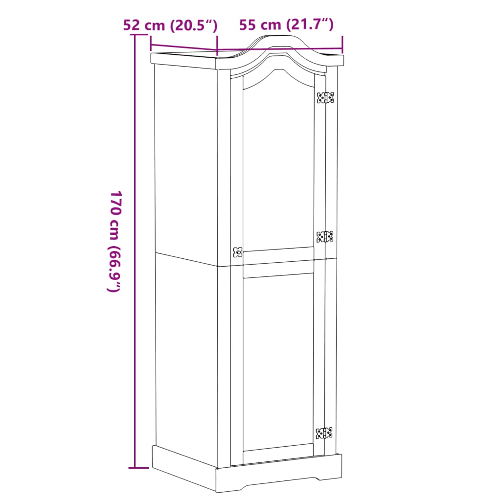 vidaXL Kleiderschrank Corona 55x52x170 cm Massivholz Kiefer