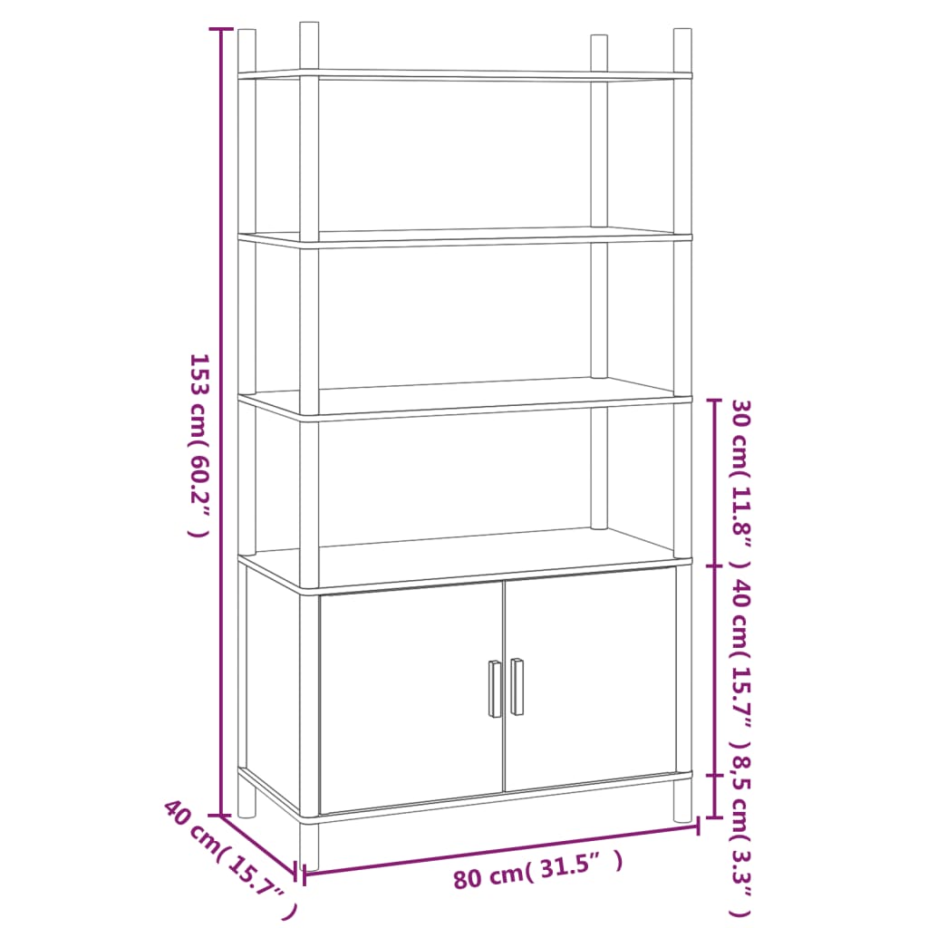 vidaXL Highboard 80x40x153 cm Holzwerkstoff