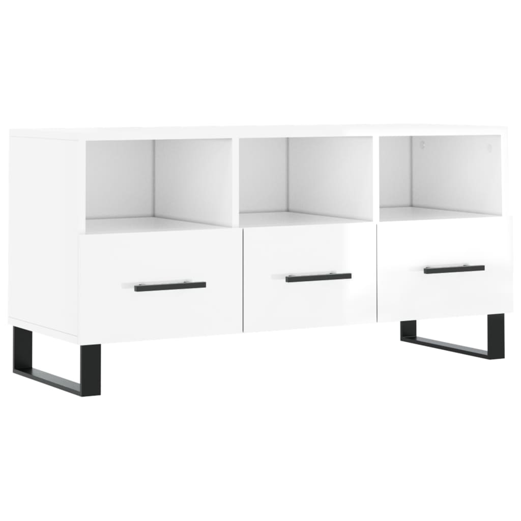 vidaXL TV-Schrank Hochglanz-Weiß 102x36x50 cm Holzwerkstoff