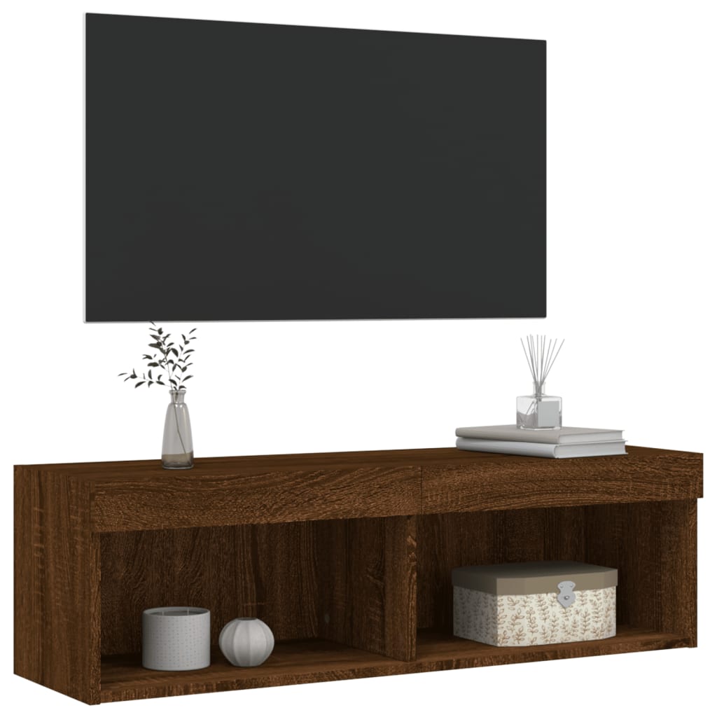 vidaXL TV-Schrank mit LED-Leuchten Braun Eichen-Optik 100x30x30 cm