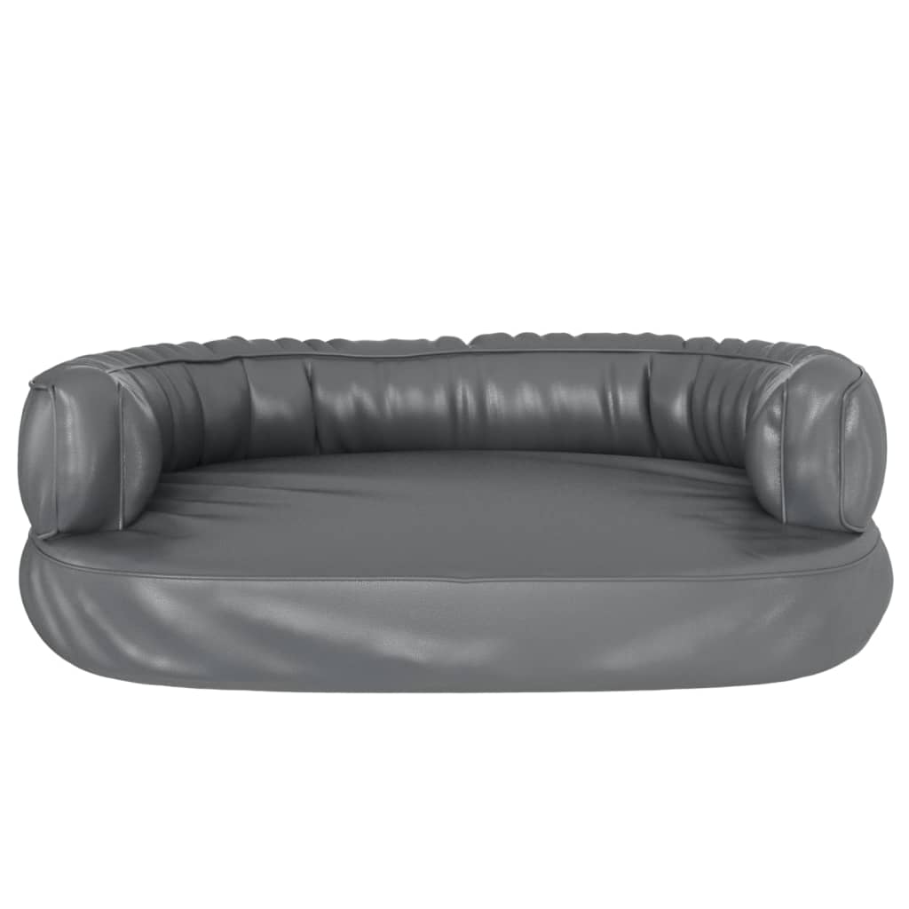 vidaXL Hundebett Ergonomisch Schaumstoff Grau 60x42 cm Kunstleder