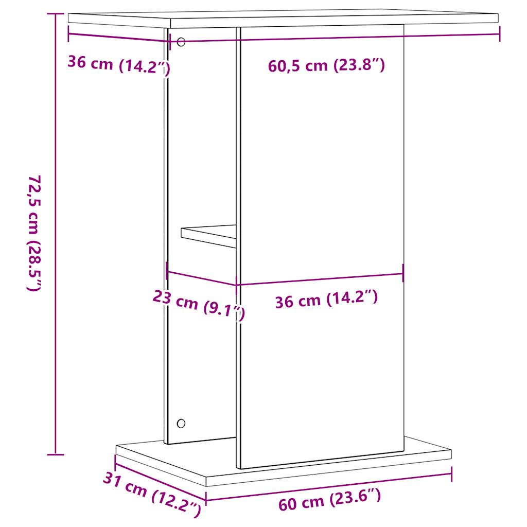 vidaXL Aquariumständer Artisan-Eiche 36x60,5x72,5 cm Holzwerkstoff