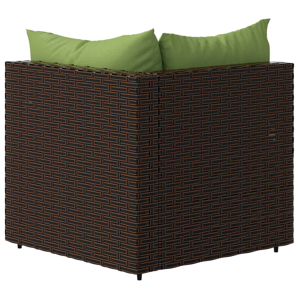 vidaXL Garten-Ecksofa mit Kissen Braun Poly Rattan