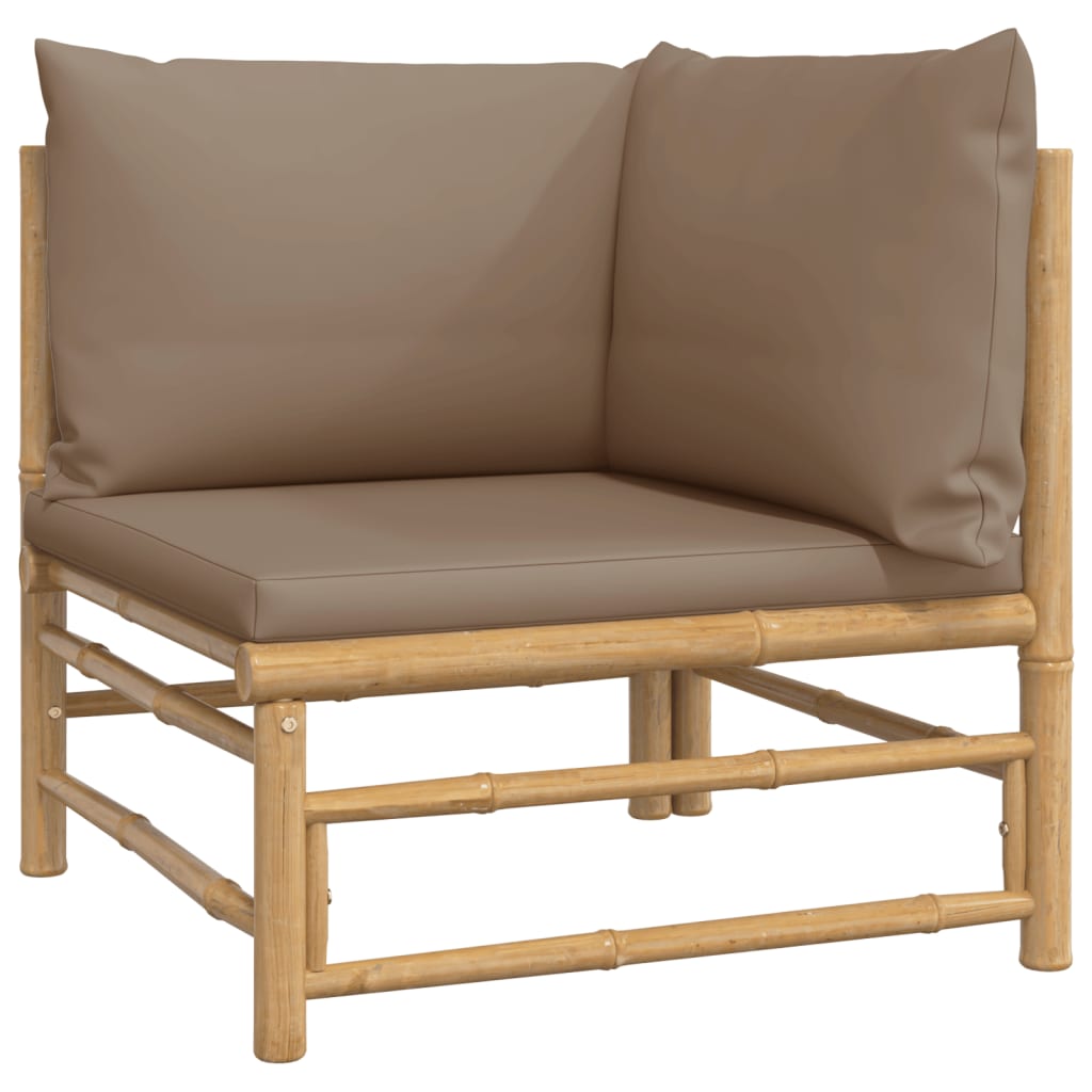 vidaXL 4-tlg. Garten-Lounge-Set mit Taupe Kissen Bambus