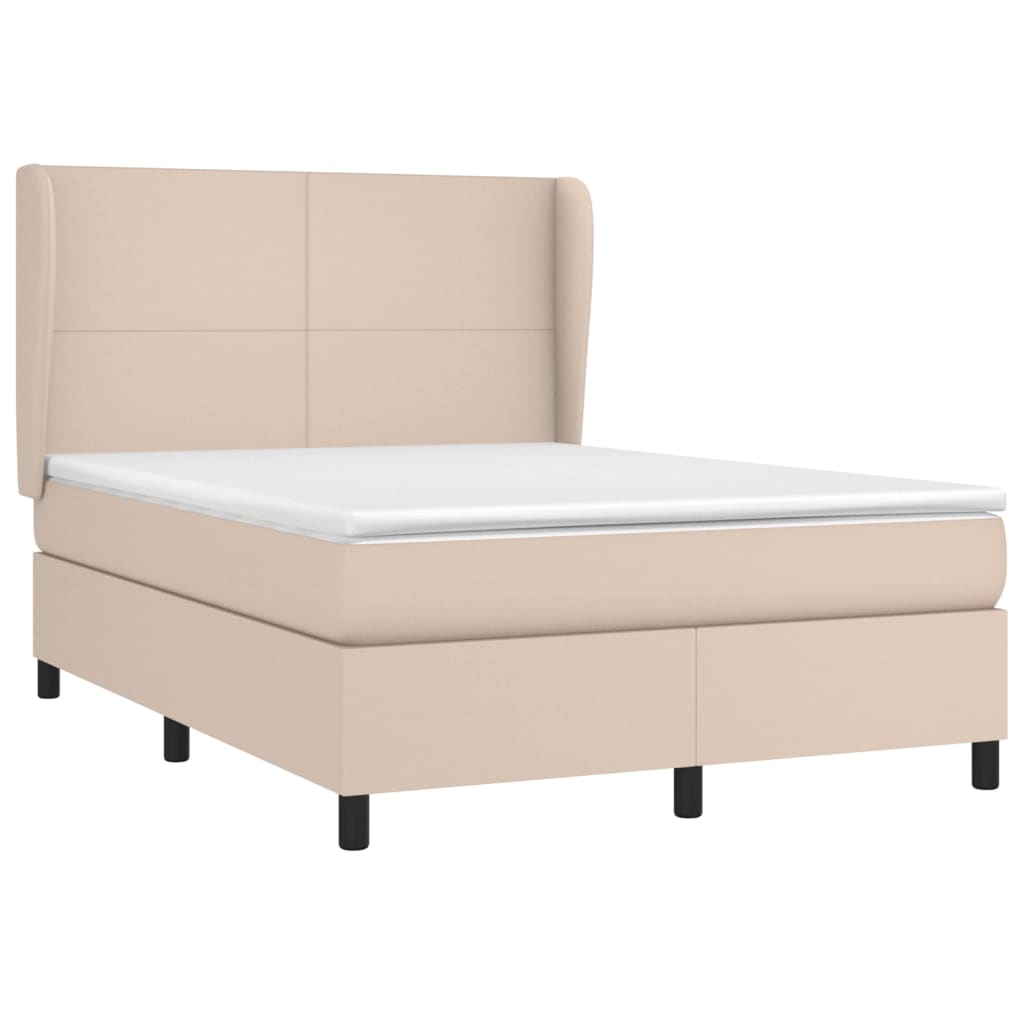 vidaXL Boxspringbett Matratze Cappuccino-Braun 140x200cm Kunstleder