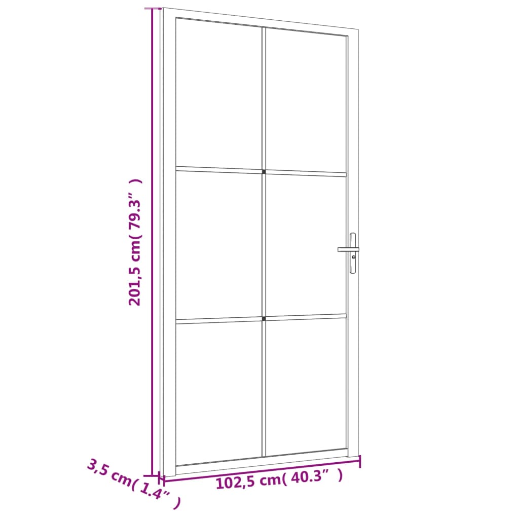 vidaXL Innentür 102,5x201,5 cm Weiß ESG-Glas und Aluminium