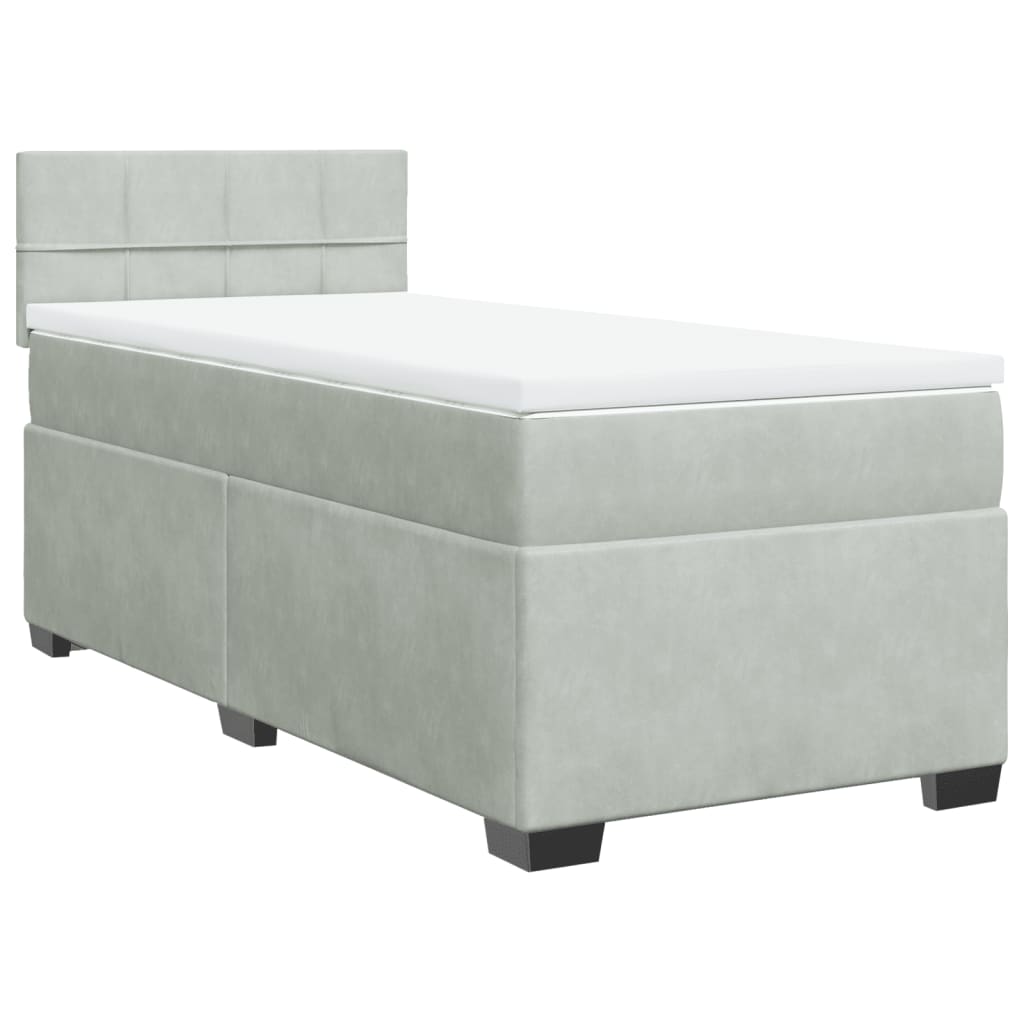 vidaXL Boxspringbett mit Matratze Hellgrau 90x200 cm Samt