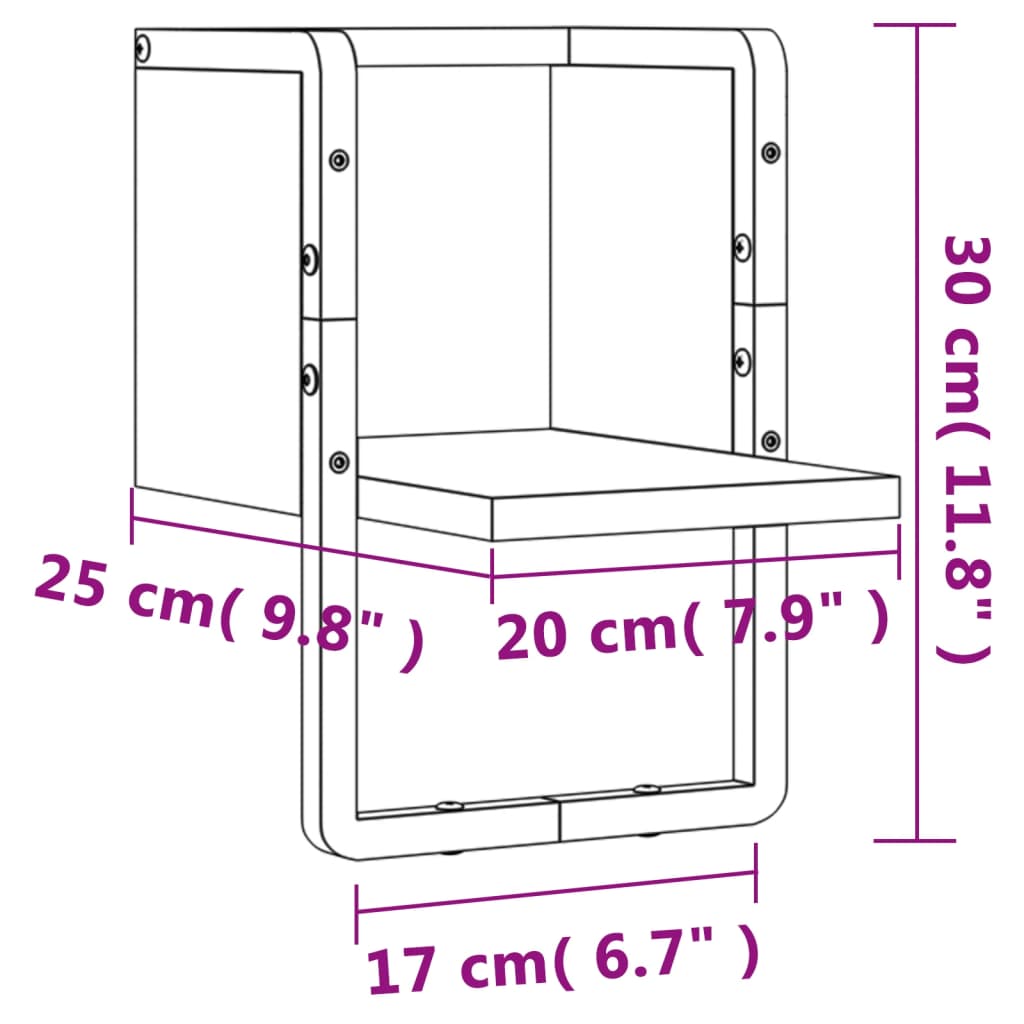 vidaXL Wandregal mit Stange Braun Eichen-Optik 20x25x30 cm