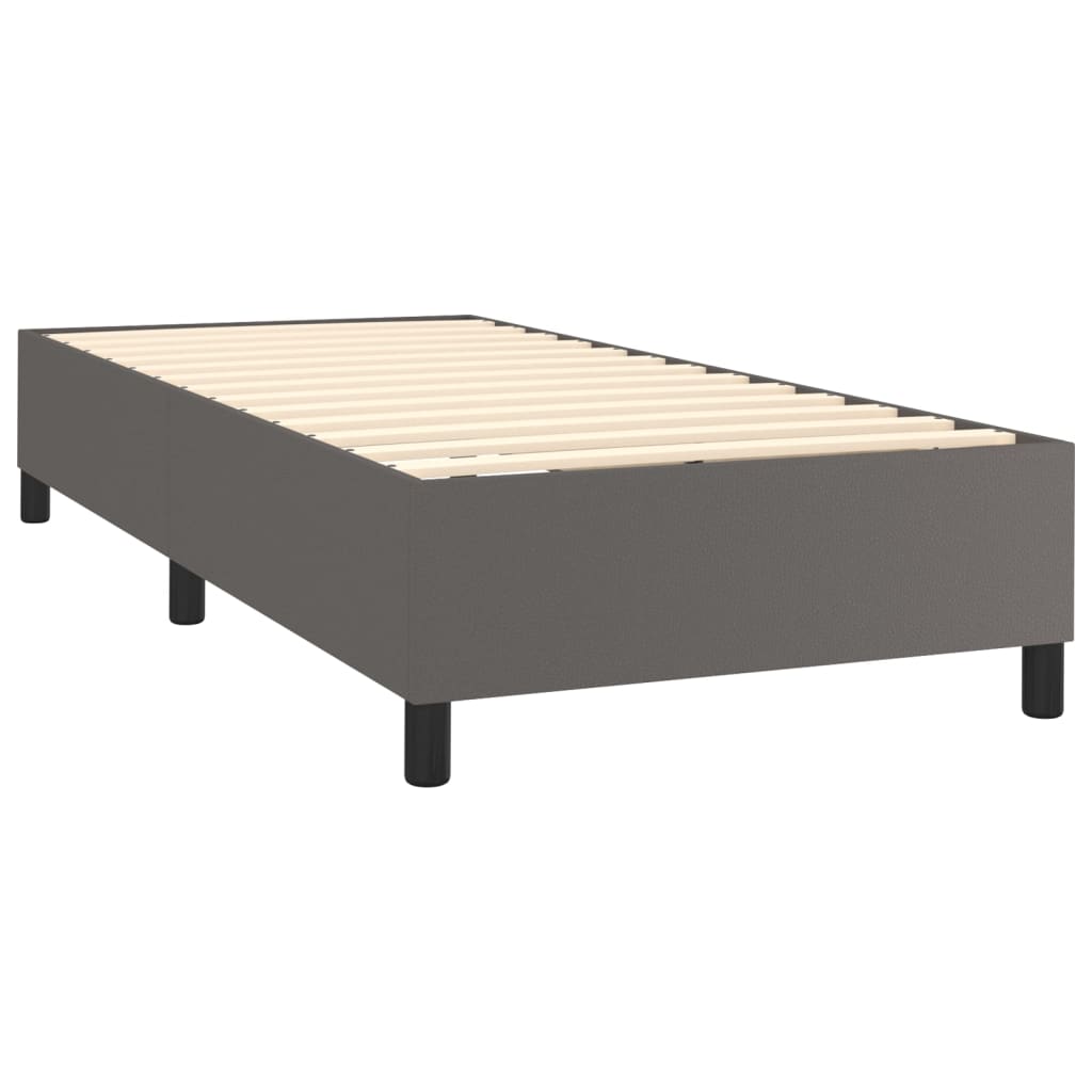 vidaXL Boxspringbett mit Matratze Grau 90x190 cm Kunstleder