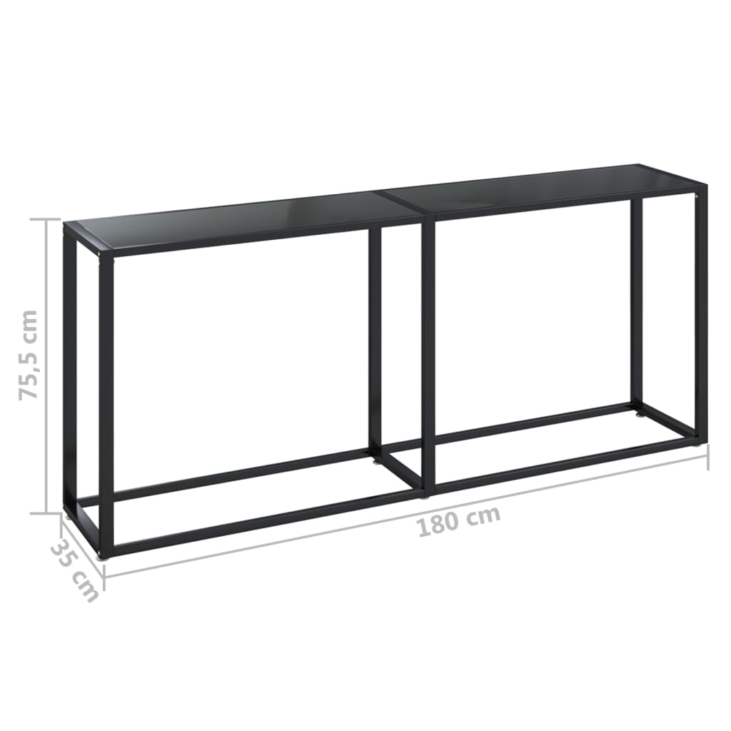 vidaXL Konsolentisch Schwarz 180x35x75,5 cm Hartglas