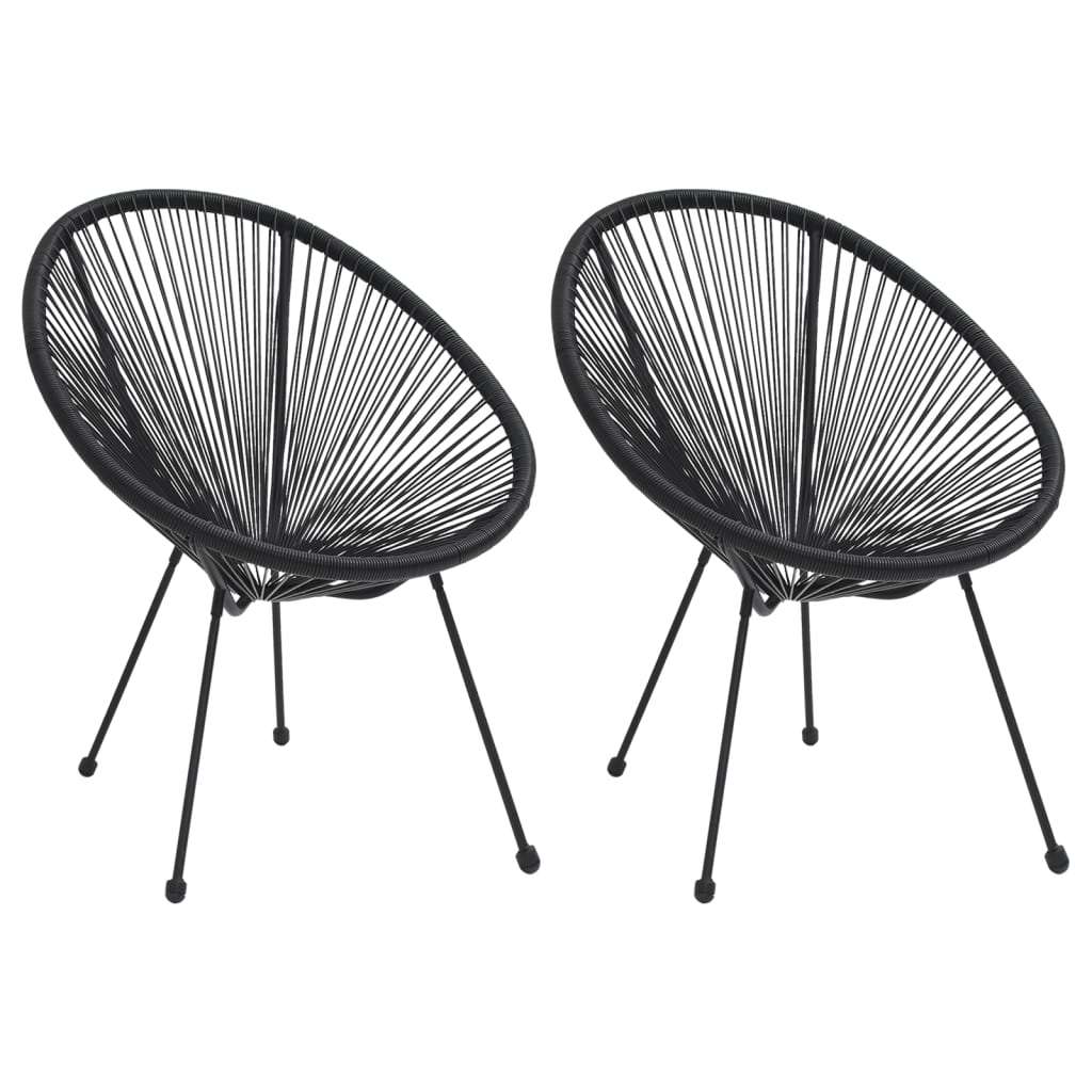 vidaXL Moon-Gartenstühle 2 Stk. Rattan Schwarz