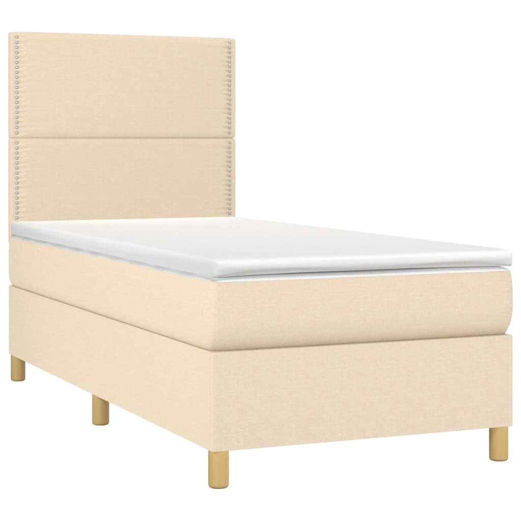 vidaXL Boxspringbett mit Matratze & LED Creme 80x200 cm Stoff