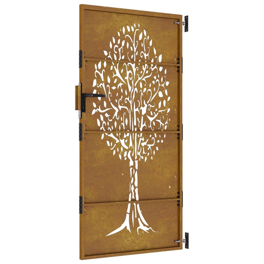 vidaXL Gartentor 85x200 cm Cortenstahl Baum-Design