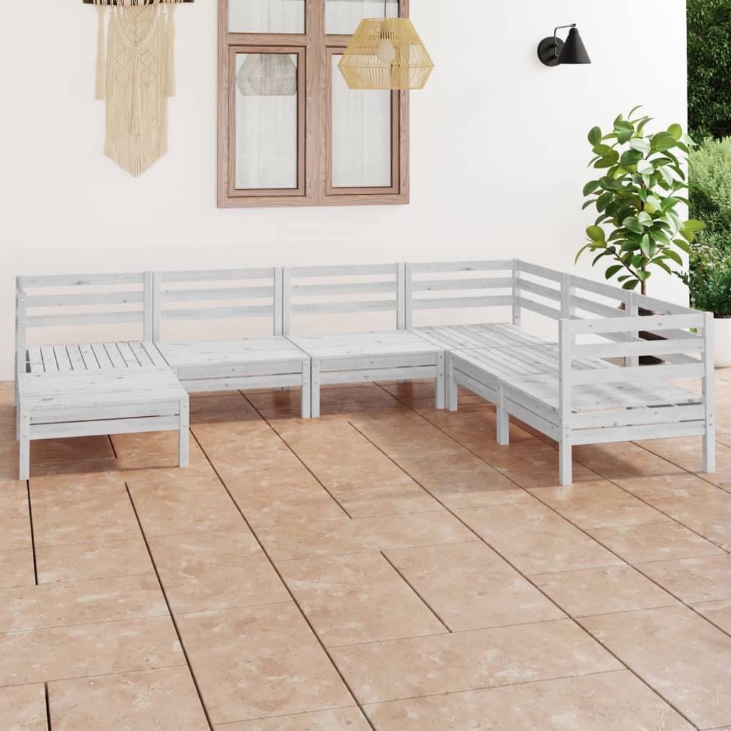 vidaXL 7-tlg. Garten-Lounge-Set Massivholz Kiefer Weiß