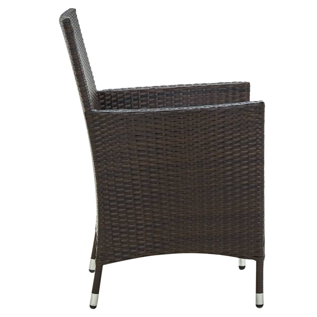 vidaXL 3-tlg. Garten-Essgruppe Poly Rattan Braun