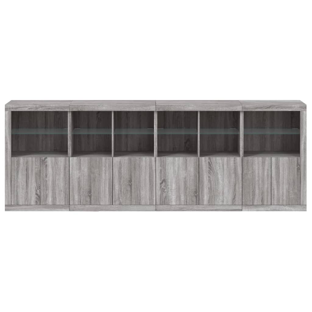 vidaXL Sideboard mit LED-Leuchten Grau Sonoma 283x37x100 cm