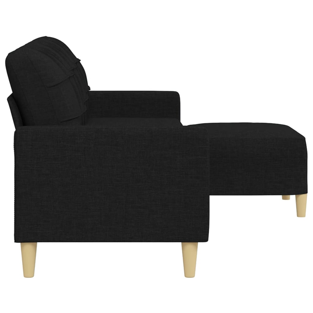 vidaXL 3-Sitzer-Sofa mit Hocker Schwarz 210 cm Stoff