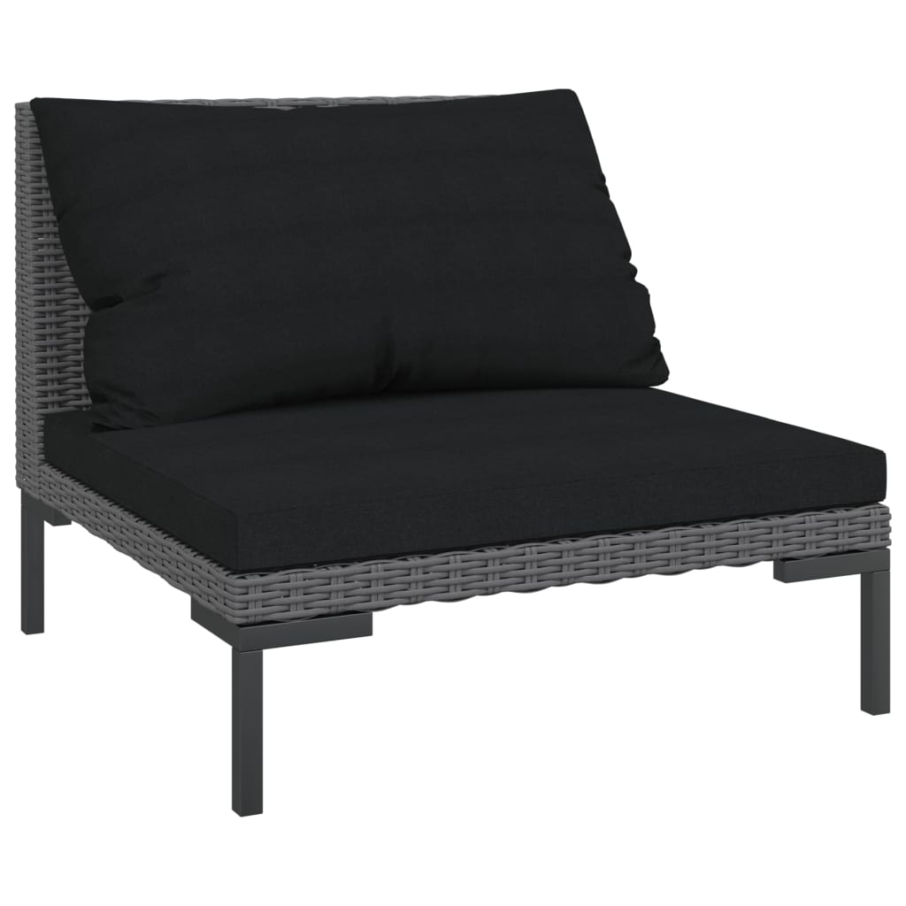 vidaXL Gartensofas 2 Stk. mit Kissen Halbrundes Poly Rattan