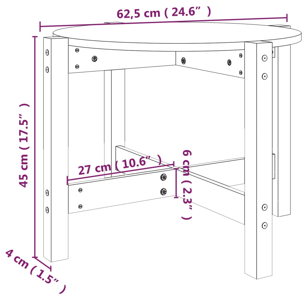 vidaXL Couchtisch Honigbraun Ø 62,5x45 cm Massivholz Kiefer