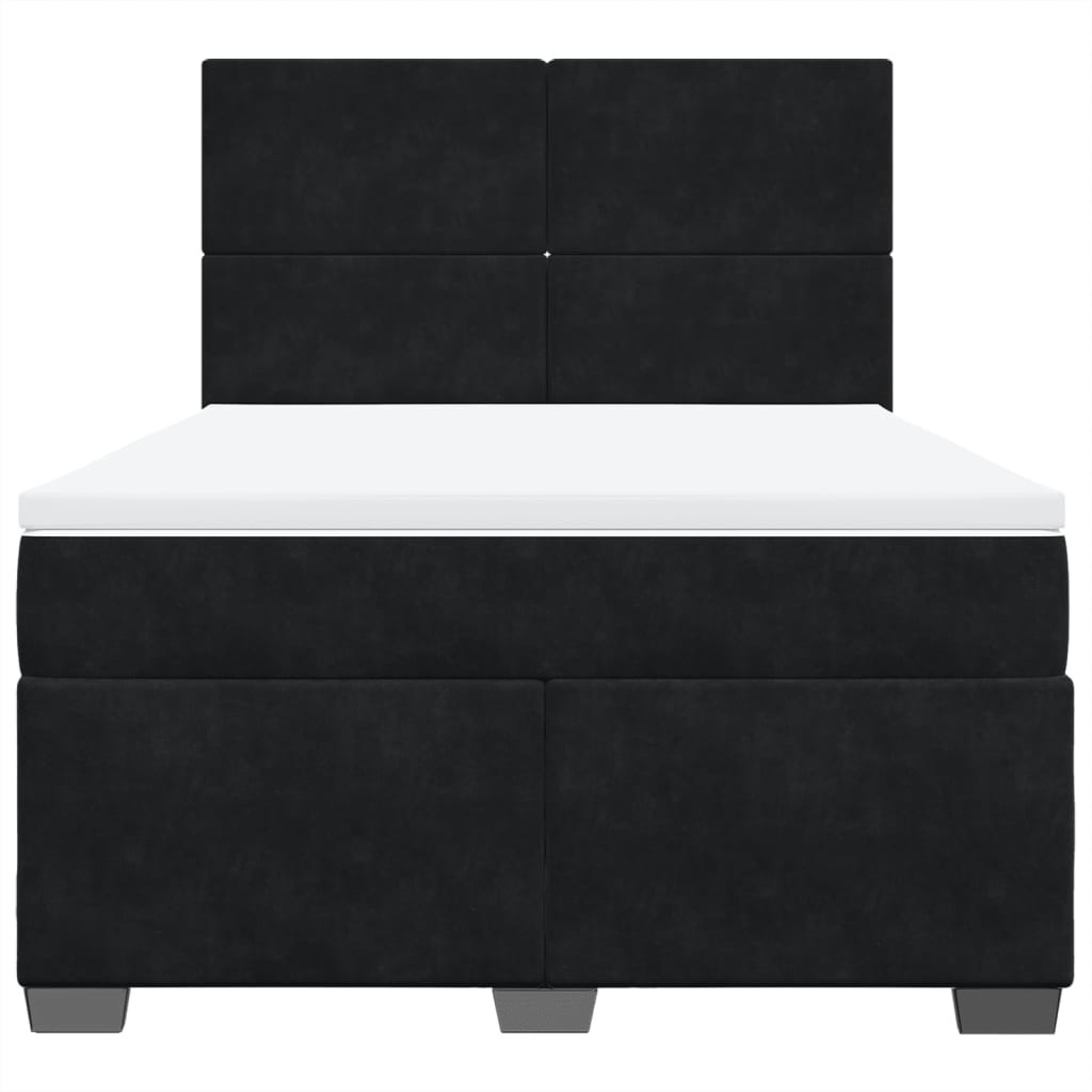 vidaXL Boxspringbett mit Matratze Schwarz 140x190 cm Samt