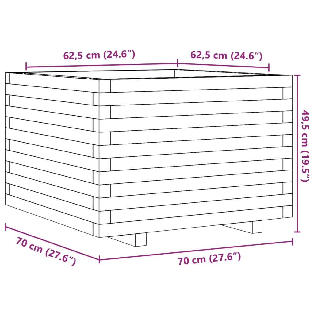 vidaXL Pflanzkübel 70x70x49,5 cm Massivholz Kiefer