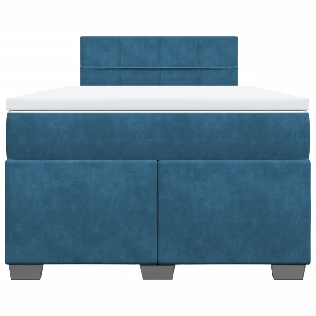 vidaXL Boxspringbett mit Matratze Blau 120x190 cm Samt