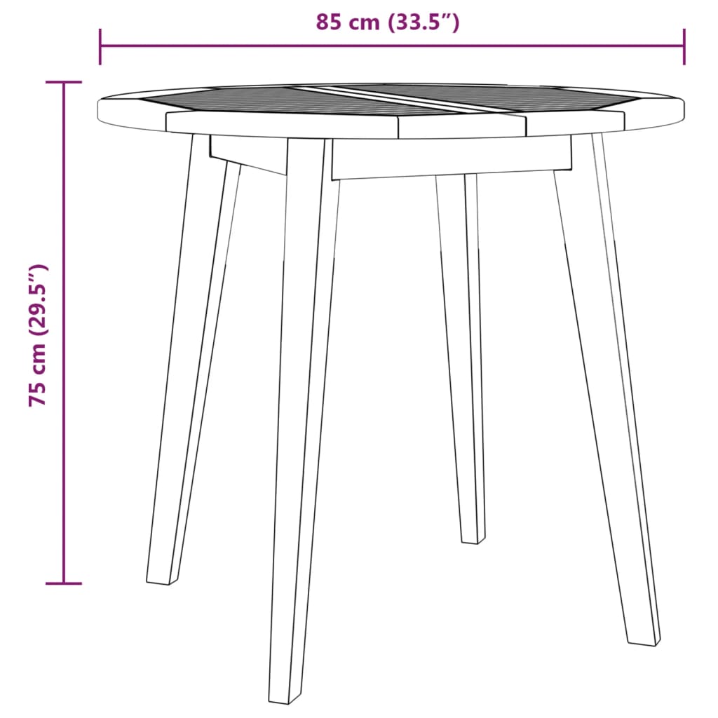 vidaXL Gartentisch Ø85x75 cm Massivholz Akazie