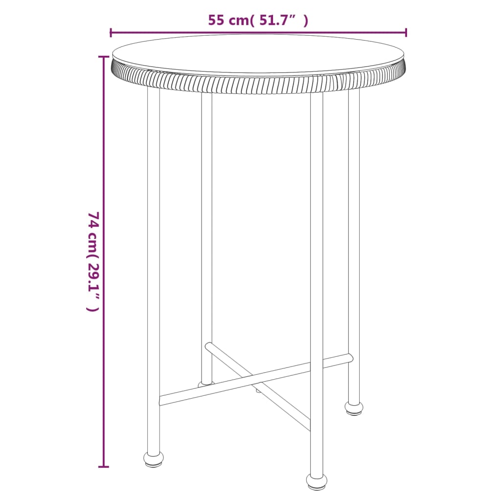 vidaXL Esstisch Schwarz Ø55 cm Hartglas und Stahl