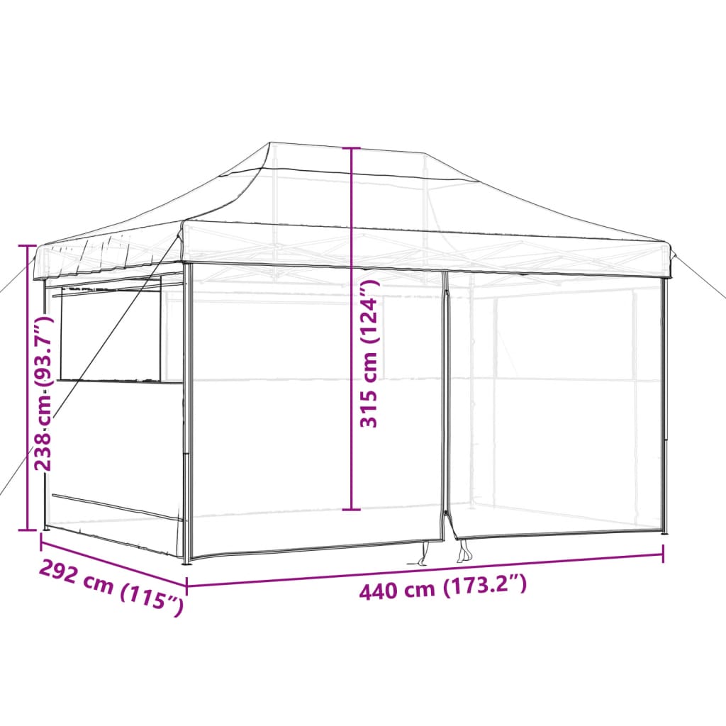 vidaXL Partyzelt Faltbar Pop-Up mit 4 Seitenteilen Taupe