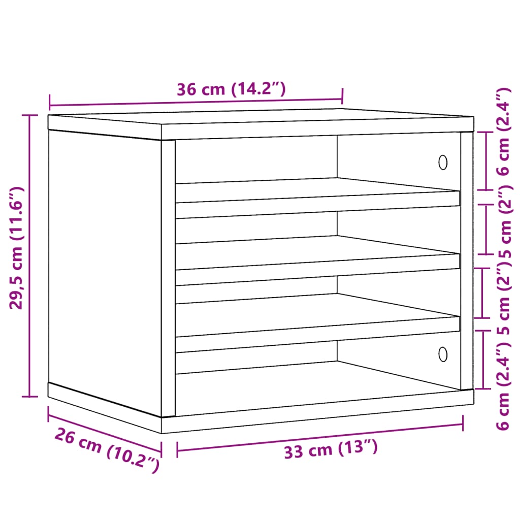 vidaXL Schreibtisch-Organizer Sonoma-Eiche 36x26x29,5 cm Holzwerkstoff