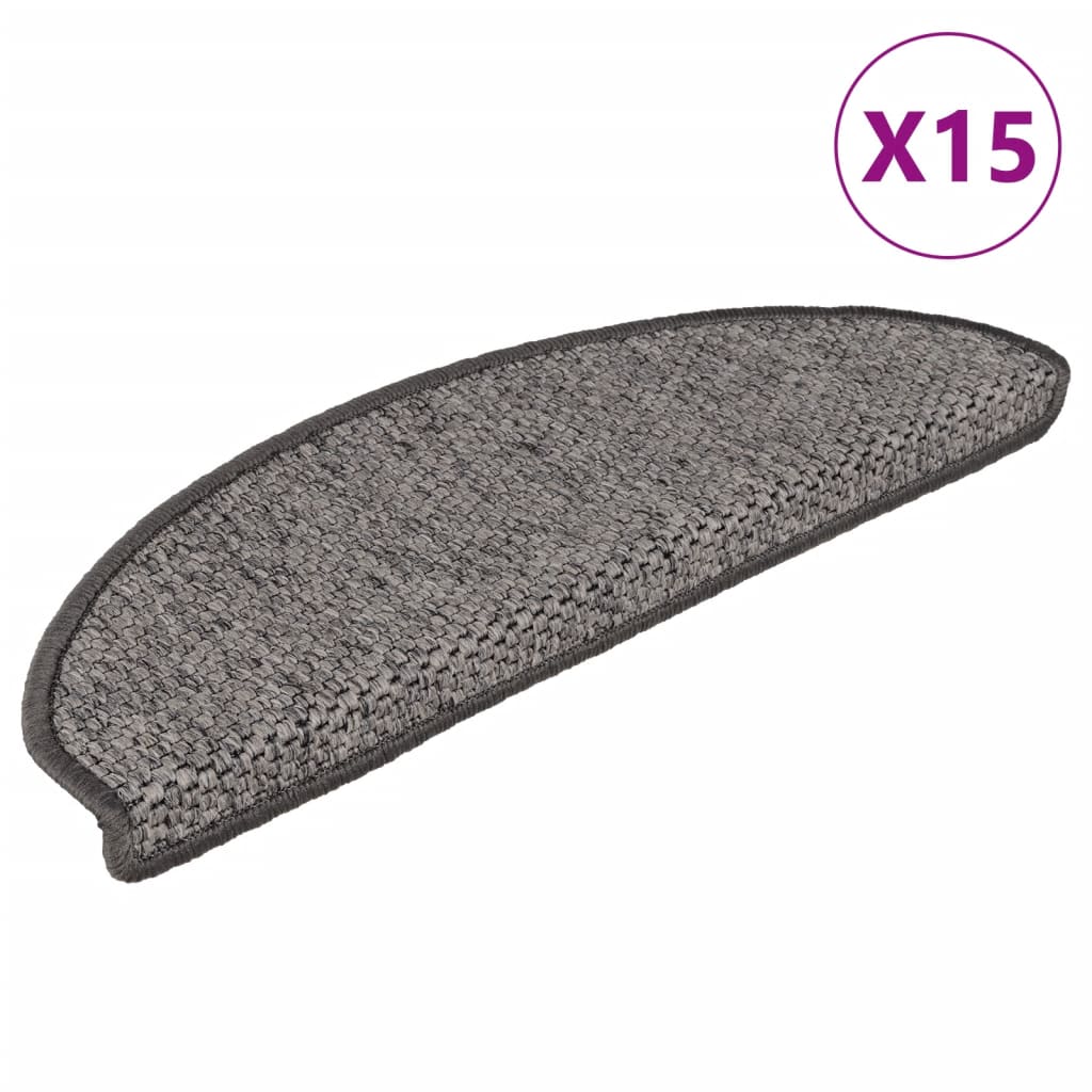 vidaXL Treppenmatten Selbstklebend Sisal 15 Stk. 65x21x4 cm Anthrazit