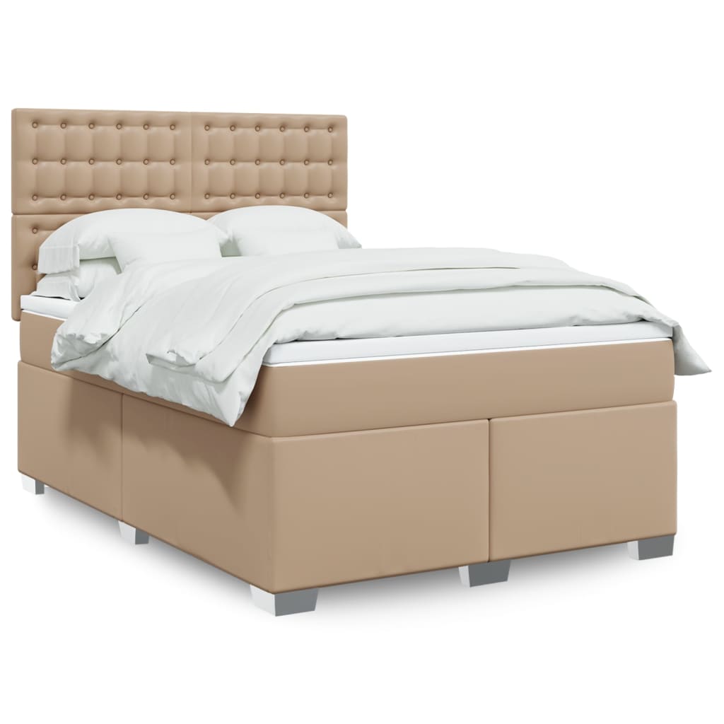 vidaXL Boxspringbett Matratze Cappuccino-Braun 140x200cm Kunstleder