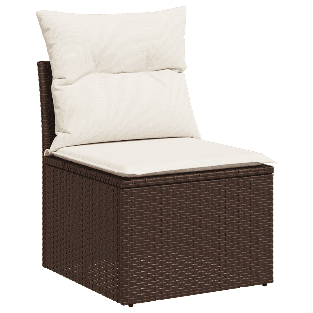 vidaXL 12-tlg. Garten-Sofagarnitur mit Kissen Braun Poly Rattan