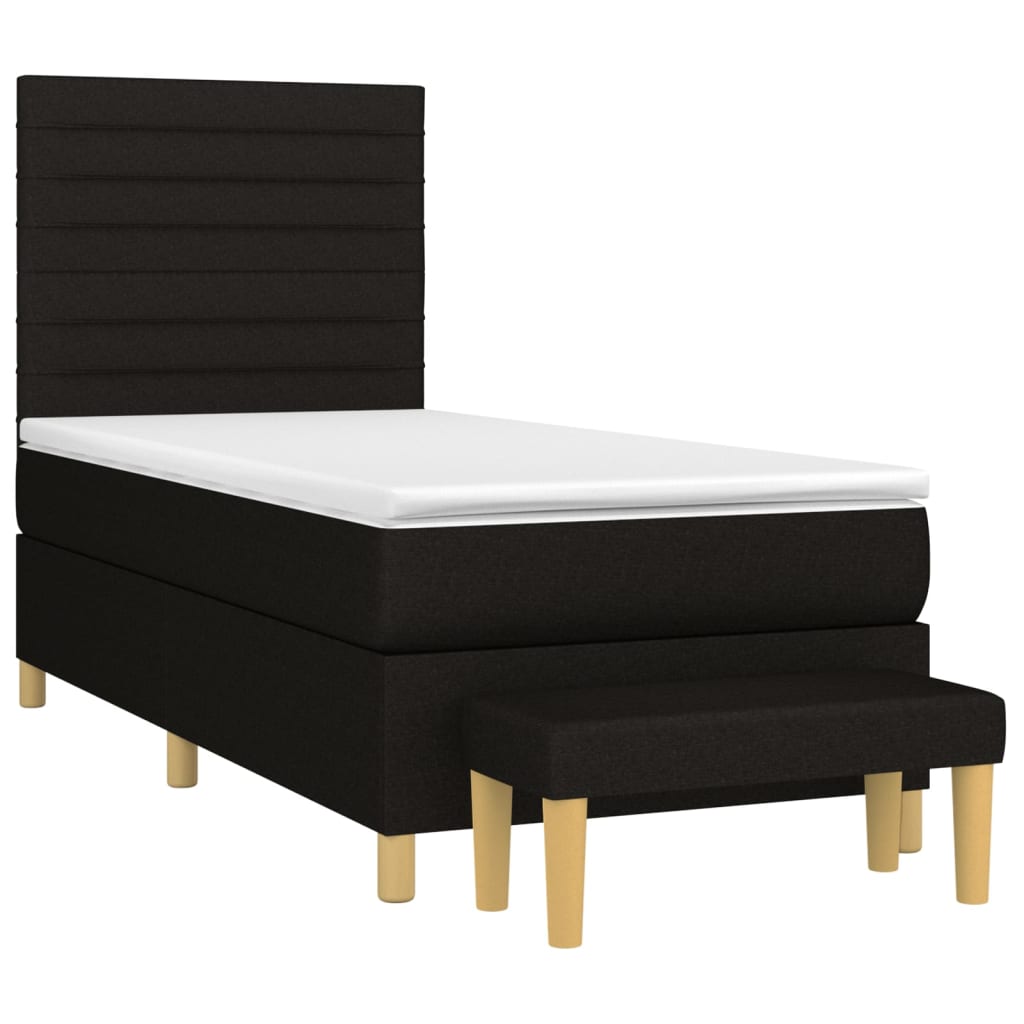 vidaXL Boxspringbett mit Matratze Schwarz 90x190 cm Stoff