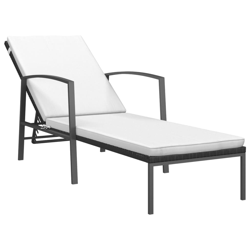 vidaXL Sonnenliegen 2 Stk. mit Tisch Poly Rattan Schwarz