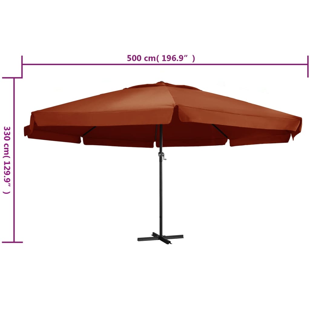 vidaXL Sonnenschirm Aluminium-Mast 600 cm Terrakotta-Rot