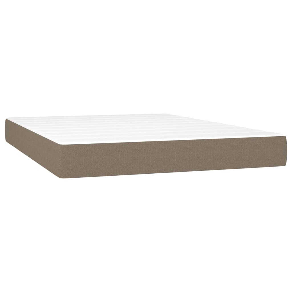 vidaXL Boxspringbett mit Matratze & LED Taupe 140x190 cm Stoff